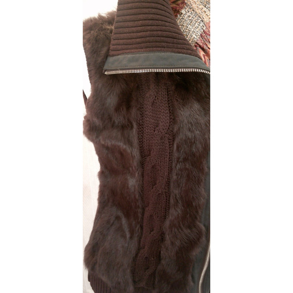 Belldini Brown Faux Fur Chunky Knit Vest- XL Y2K Luxury Boho Glam Layer Chic - Picture 4 of 10